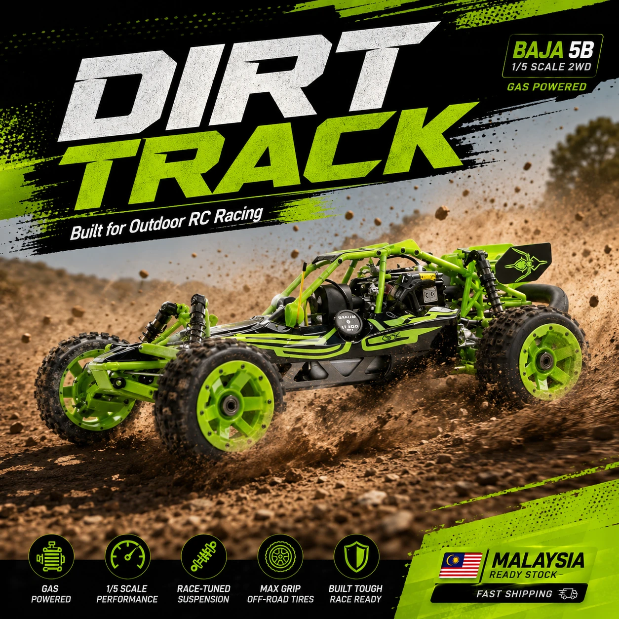 🎉2.4G RC Racing Car 90km/h SY Baja 1/5 5B 30cc Gas 2 Stroke Engine off road Truck Gasoline Powered with Radio Controller🏎️ - Image 12