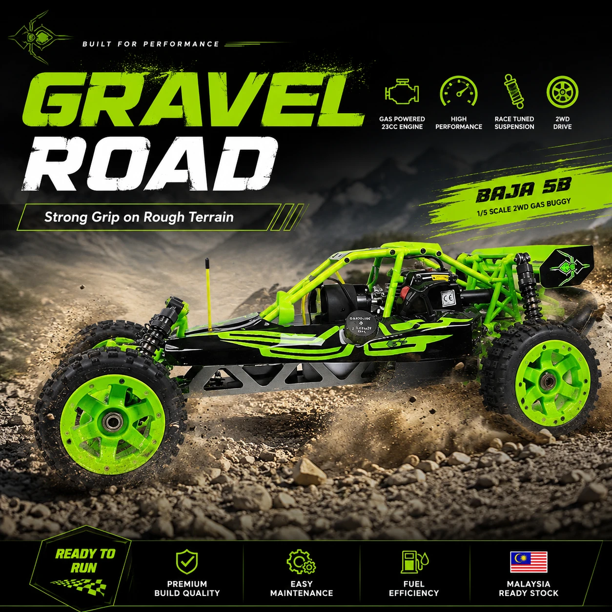 🎉2.4G RC Racing Car 90km/h SY Baja 1/5 5B 30cc Gas 2 Stroke Engine off road Truck Gasoline Powered with Radio Controller🏎️ - Image 13