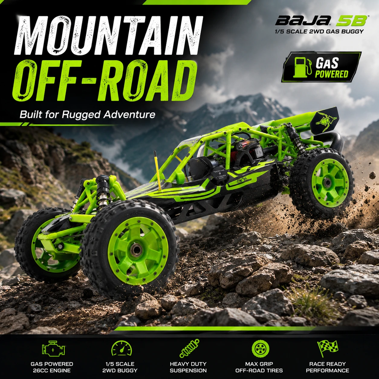 🎉2.4G RC Racing Car 90km/h SY Baja 1/5 5B 30cc Gas 2 Stroke Engine off road Truck Gasoline Powered with Radio Controller🏎️ - Image 15