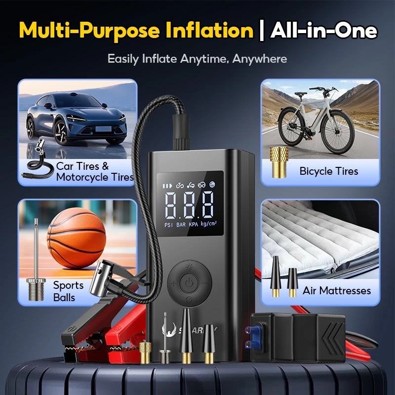 SOARFLY Car Jump Starter 4in1 Multi-function Car High Power Bank 6000mah Jumper Starter Portable Air Pump Tire Inflator - Image 6