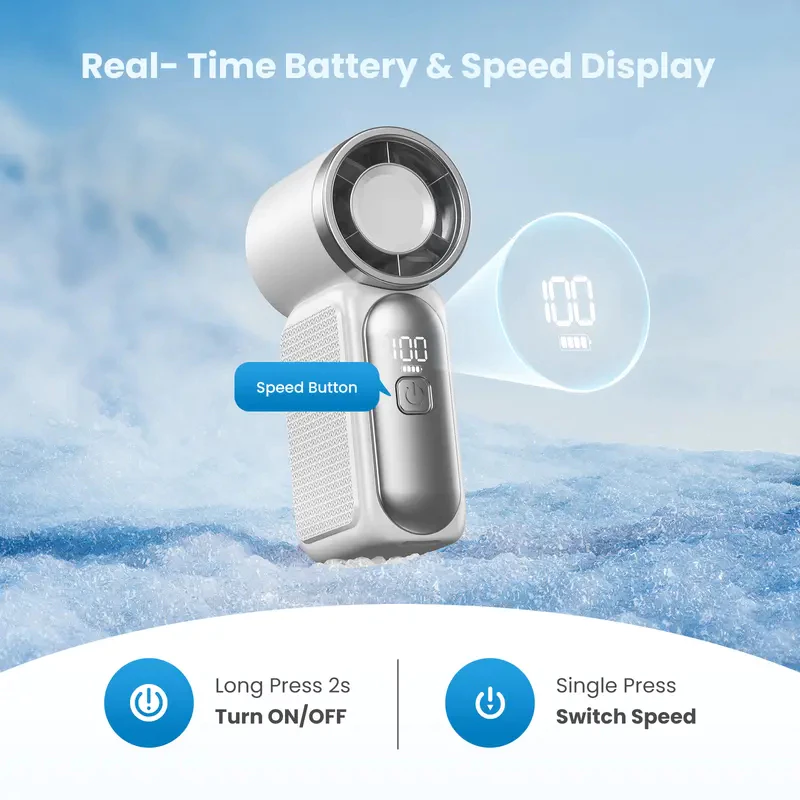 5000mAH X688 199Speed Portable Handheld Fan USB Rechargeable Mini Cooling Fan Adjustable Pocket Fan - Image 7