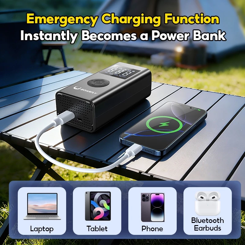 SOARFLY Car Jump Starter 4in1 Multi-function Car High Power Bank 6000mah Jumper Starter Portable Air Pump Tire Inflator - Image 8