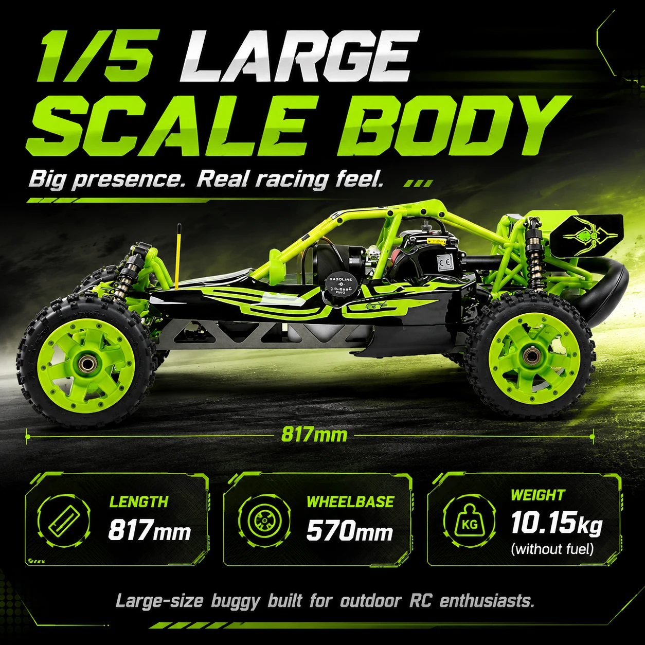 🎉2.4G RC Racing Car 90km/h SY Baja 1/5 5B 30cc Gas 2 Stroke Engine off road Truck Gasoline Powered with Radio Controller🏎️ - Image 3