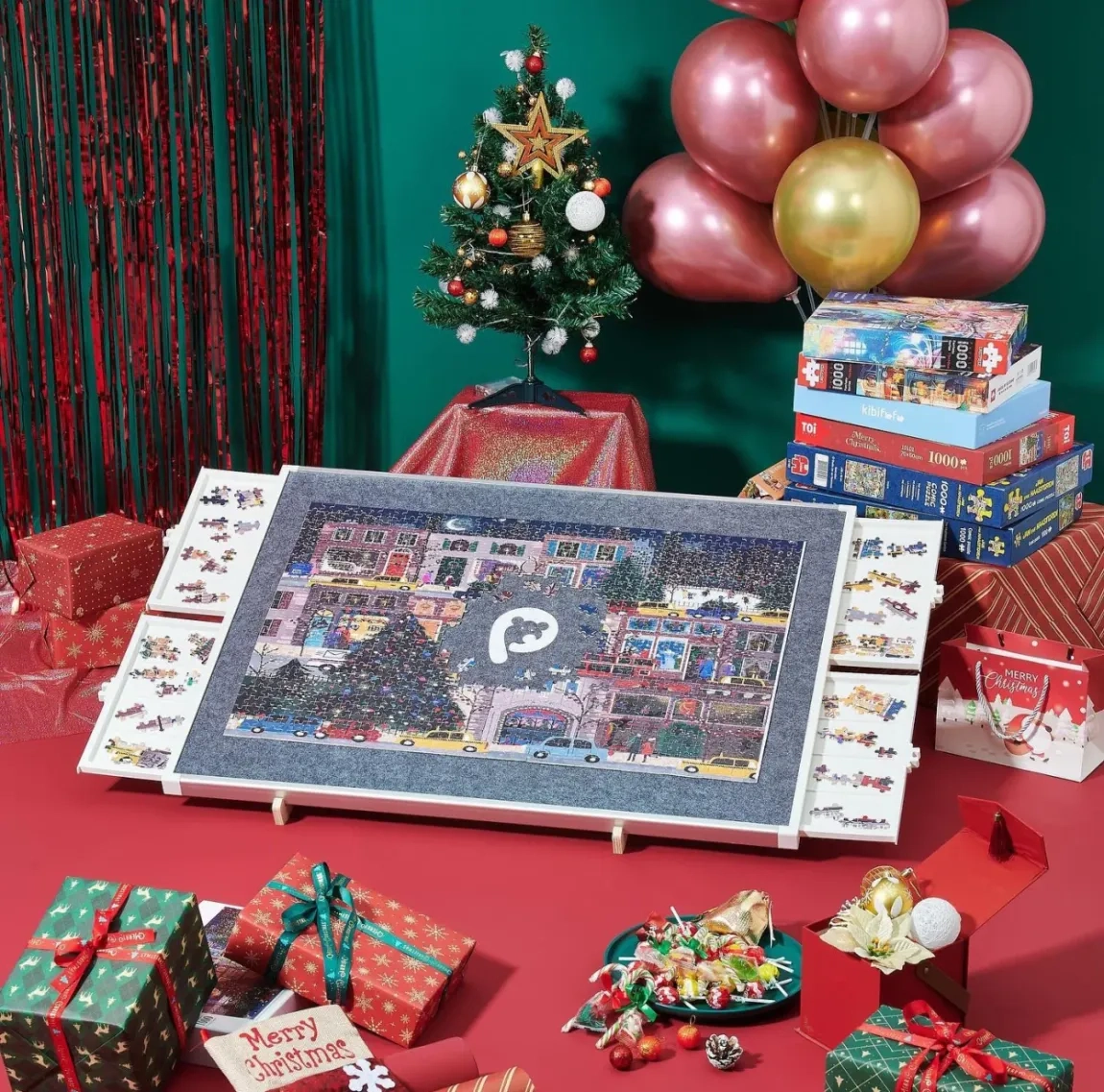 ⏰Last Day Sale $99⏰ Rotating Puzzle Board with Drawers and Cover,Tilt&Lazy Susan - Image 2