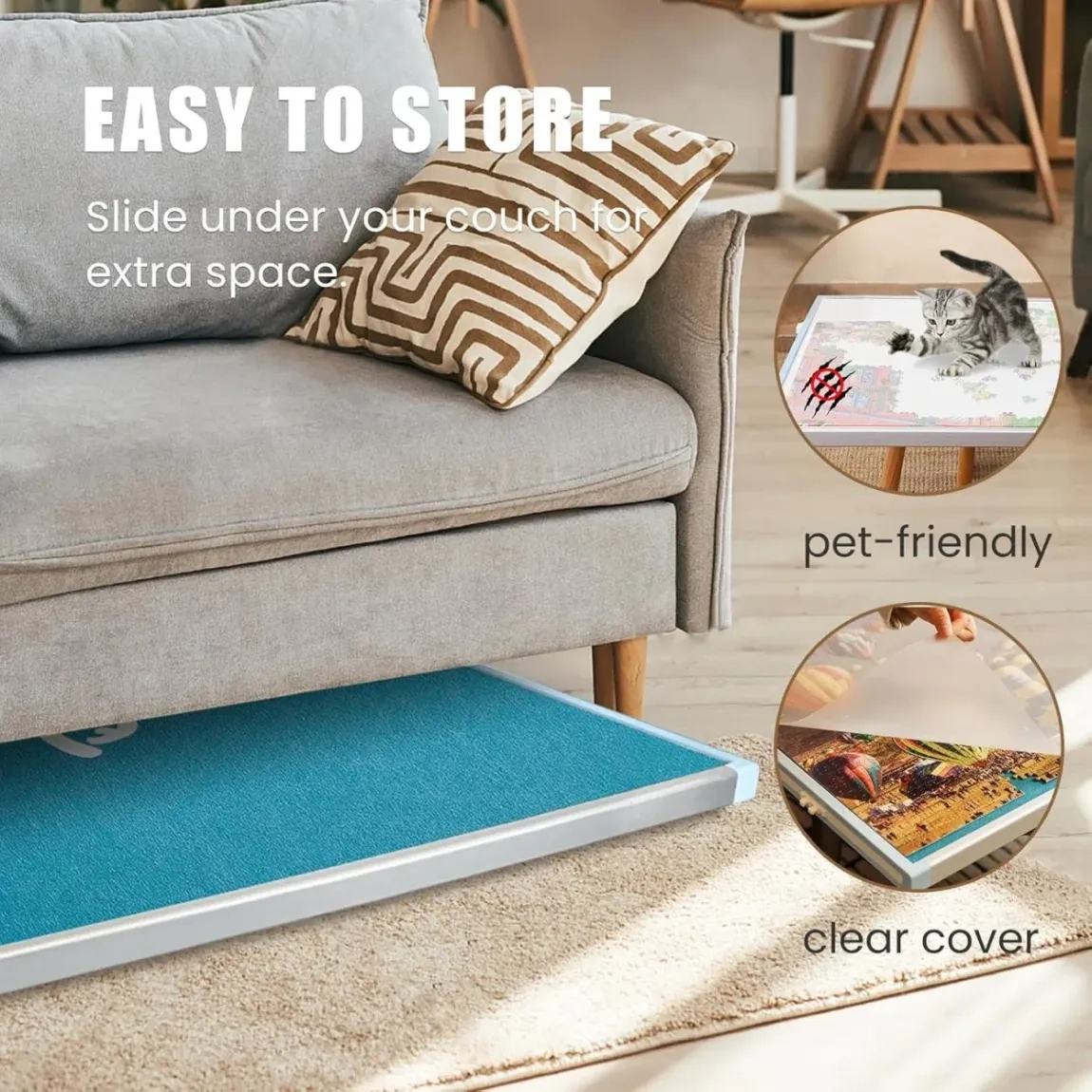 ⏰Last Day Sale $99⏰ Rotating Puzzle Board with Drawers and Cover,Tilt&Lazy Susan - Image 4