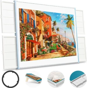 ⏰Last Day Sale $99⏰ Rotating Puzzle Board with Drawers and Cover,Tilt&Lazy Susan